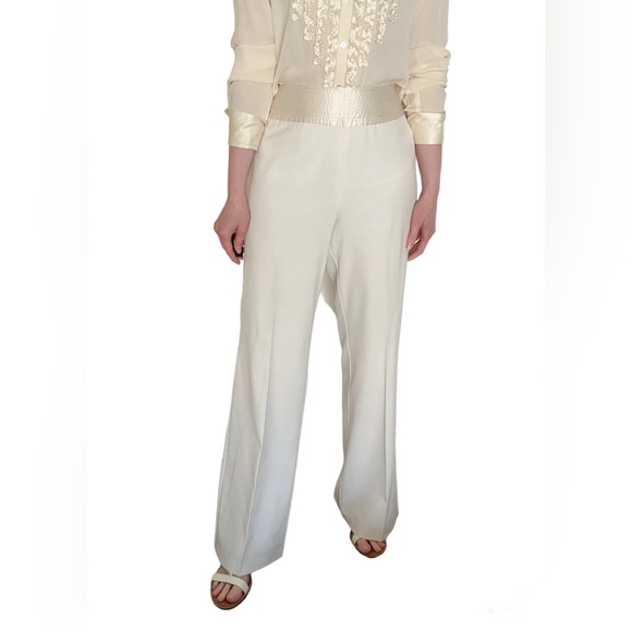 Vintage Sunny Leigh ivory satin waist trousers dress pants - Picture 2 of 9
